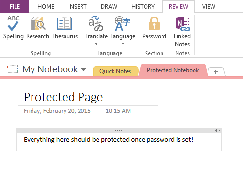 Create Section in Onenote
